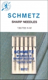 picture of schmetz microtex needles, also know as sharps